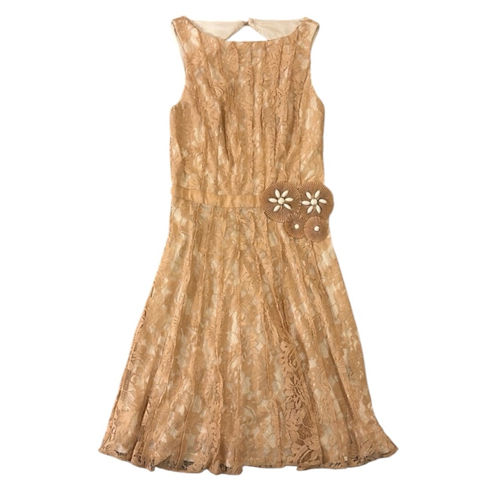 New Miss Sixty M60 Lace Overlay Dress Sz 0/XS - Taupe/Cream